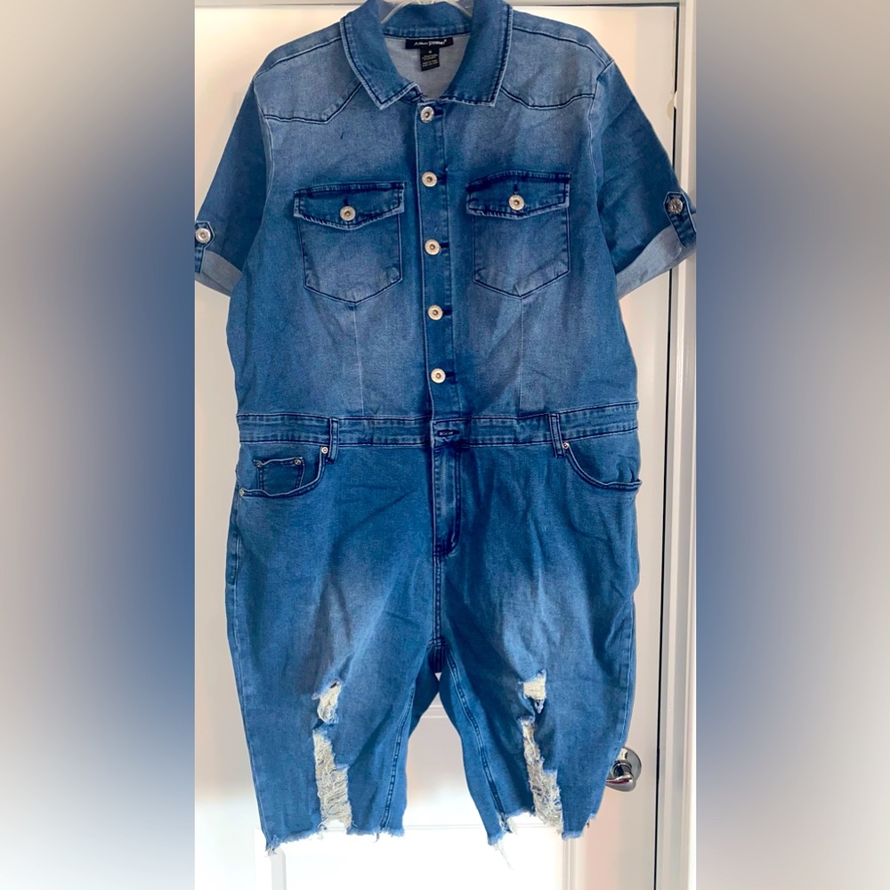 Denim utility romper